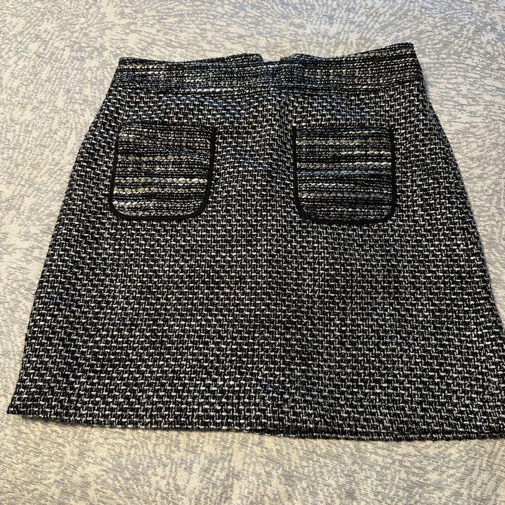 LOFT Black and White Tweed Mini Skirt